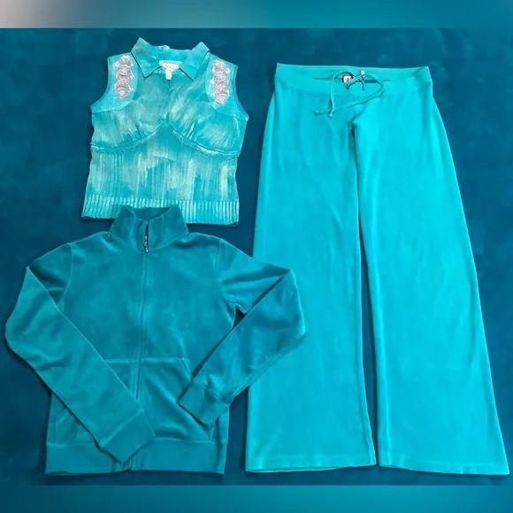 Juicy Couture velour pants 32 x 31 zip up hoodie Tracksuit